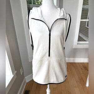 Under Armour White Black Hooded Vest Running Hiking Walking Size Medium